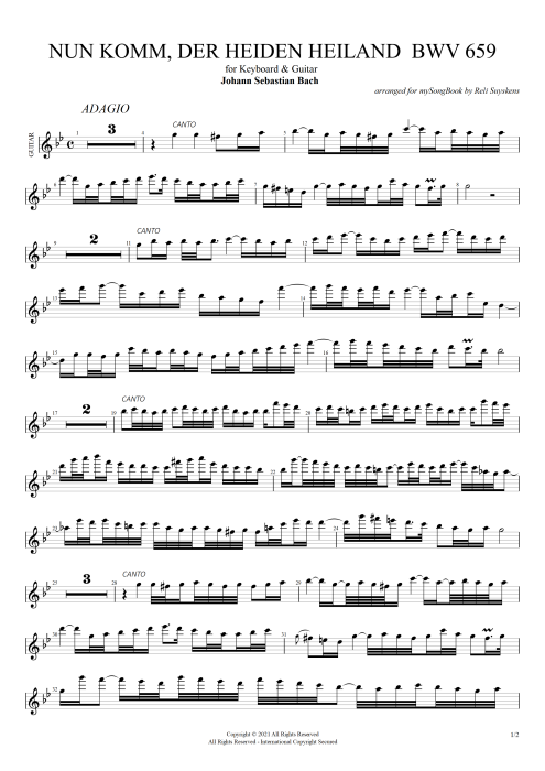 BWV 659 Nun komm der heiden heiland (G minor) by Johann Sebastian Bach ...
