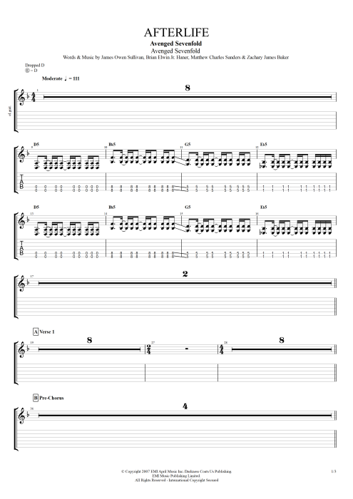 avenged sevenfold nightmare guitar pro tab download