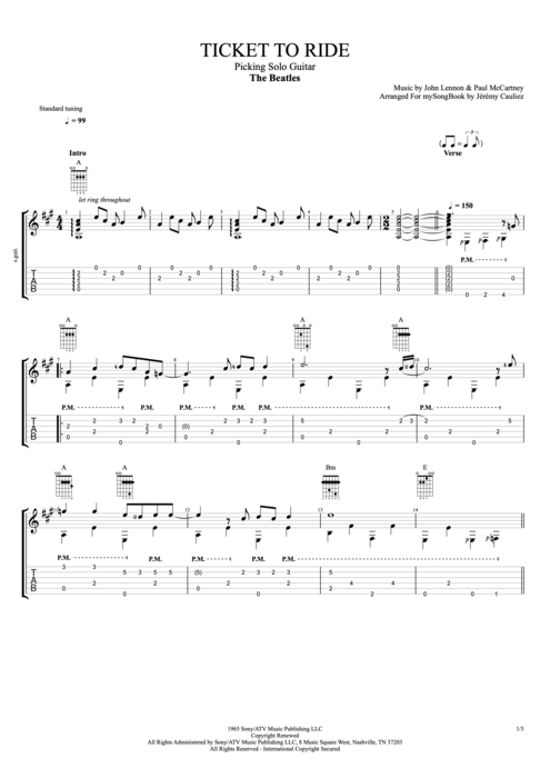 Let It Be by The Beatles - Solo Guitar Guitar Pro Tab - mySongBook.com