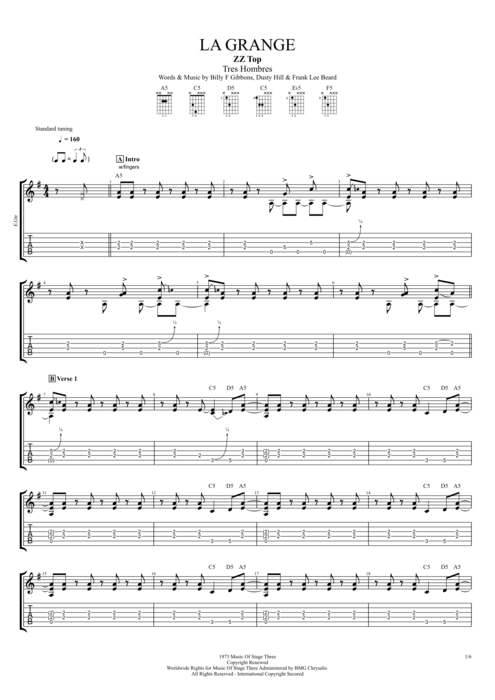 La Grange - ZZ Top, the best guitar pro tabs and music sheets for guitar, b...