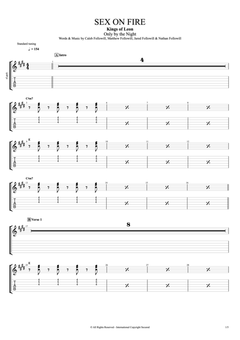 Sex the city intro guitar tabs