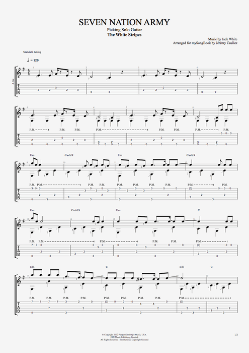 Electric Guitar Seven Nation Army Guitar Tab
