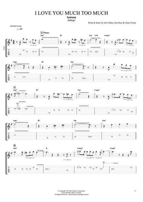 Santana Europa Chord Chart