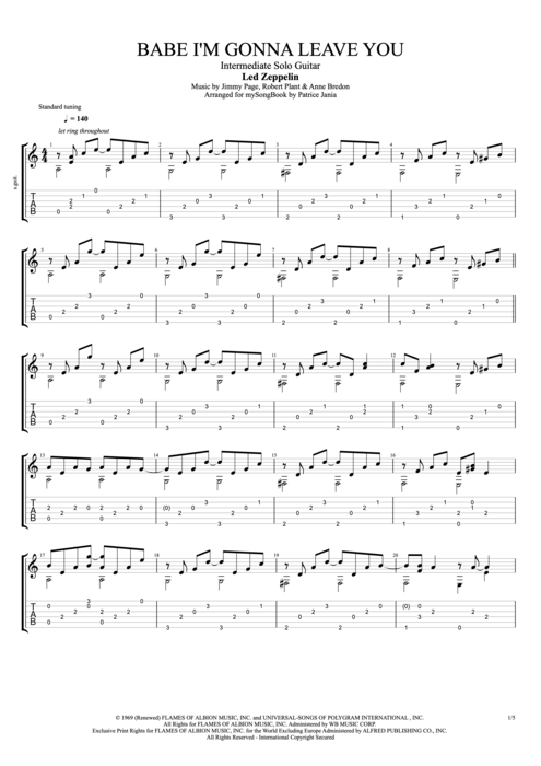 Babe I'm Gonna Leave You - Led Zeppelin, the best guitar pro tabs and ...