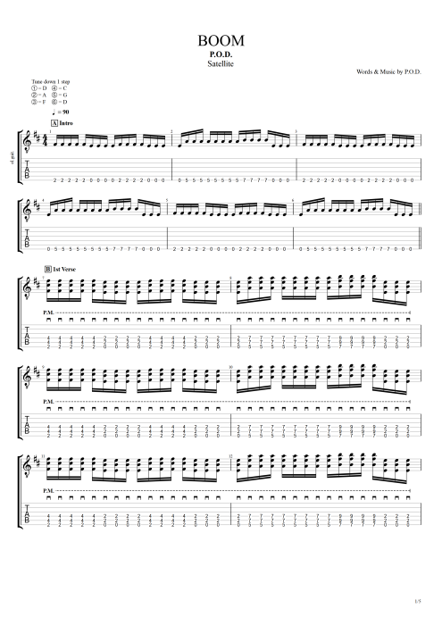 Boom by P.O.D. - Full Score Guitar Pro Tab | mySongBook.com