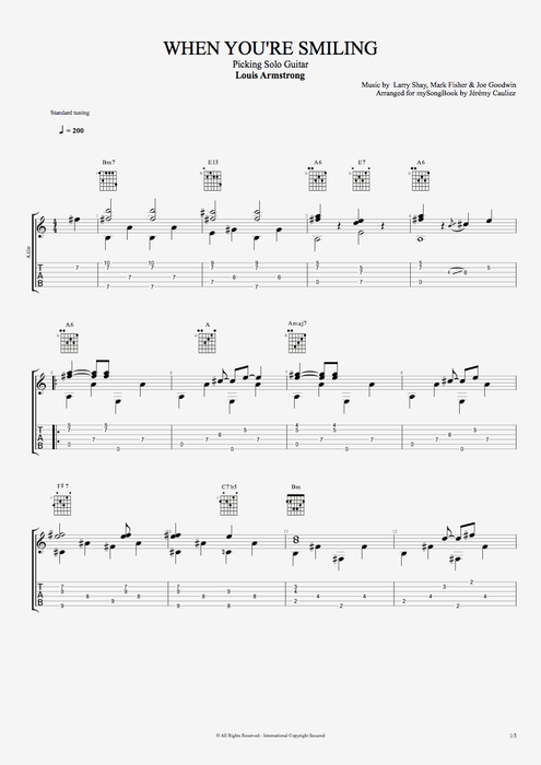 When You&#39;re Smiling by Louis Armstrong - Picking Solo Guitar Guitar Pro Tab | 0
