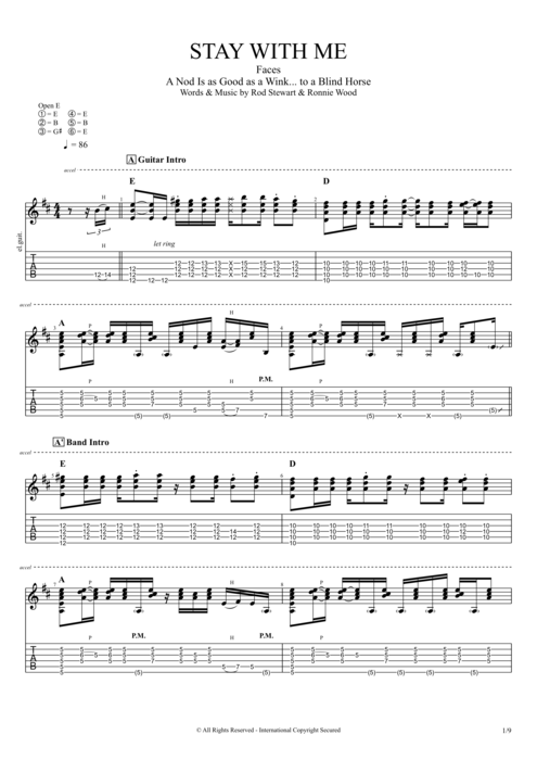 Stay with Me - Faces, the best guitar pro tabs and music sheets for guitar,...