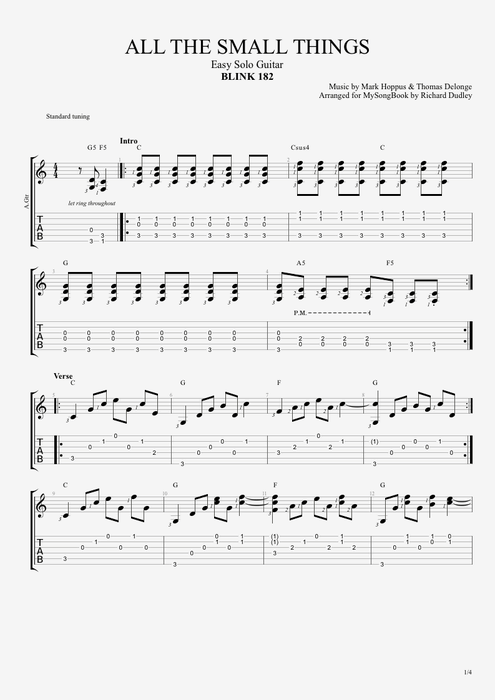 All the Small Things - Blink-182, the best guitar pro tabs and music sheets...