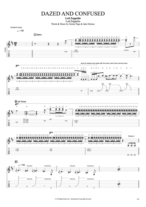 Dazed and Confused - Led Zeppelin tablature