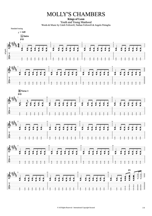 Molly's Chambers - Kings of Leon tablature
