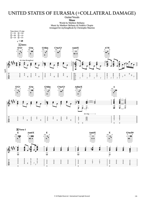 United States of Eurasia (+Collateral Damage) - Muse tablature