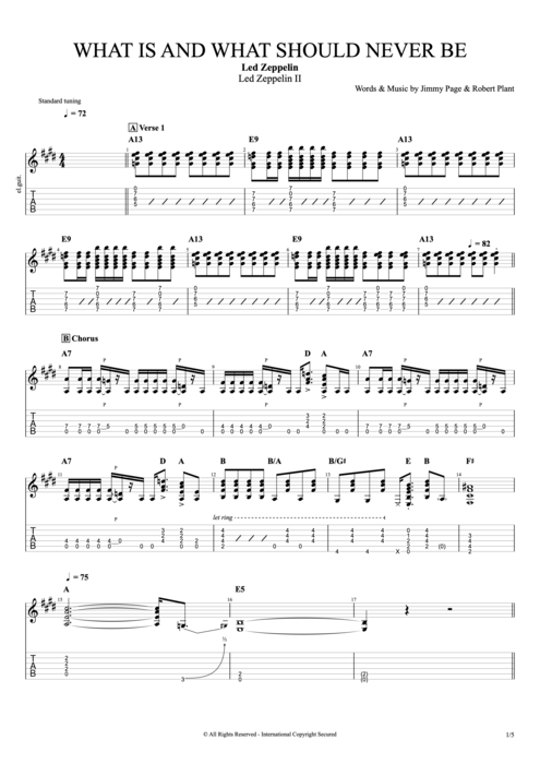 What Is and What Should Never Be - Led Zeppelin tablature
