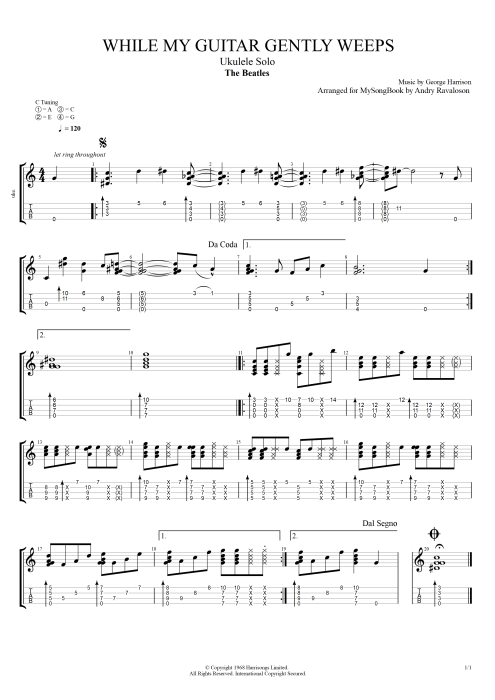 While My Guitar Gently Weeps - The Beatles tablature