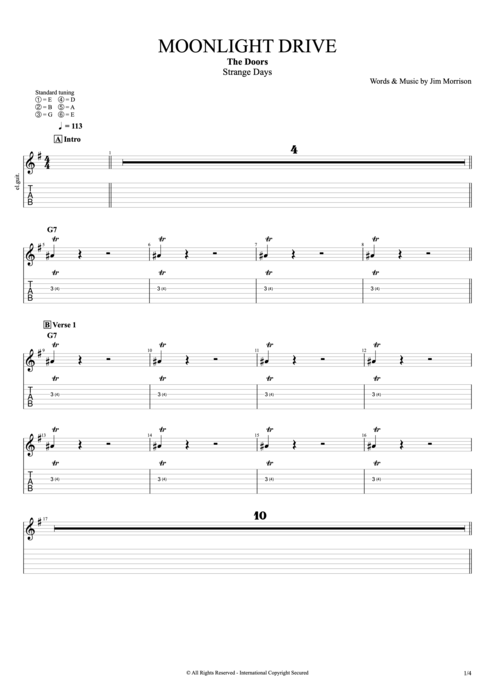 Moonlight Drive - The Doors tablature