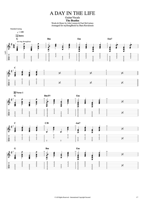 A Day in the Life - The Beatles tablature