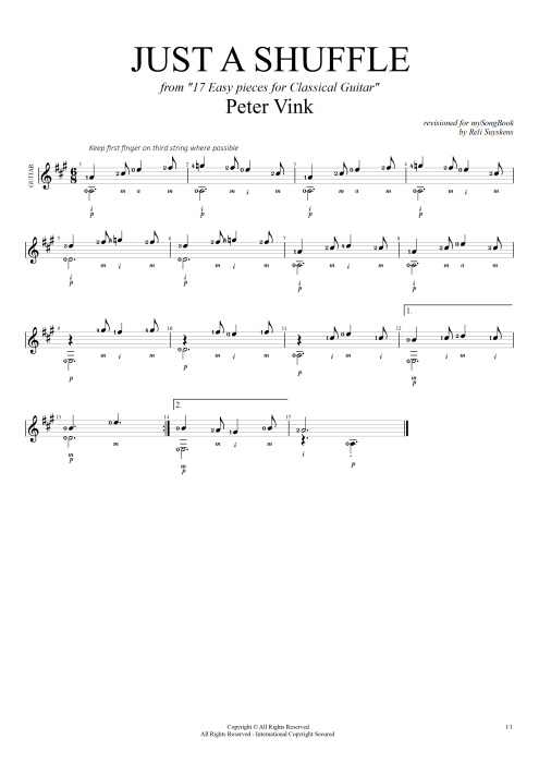 Just a Shuffle - Peter Vink tablature