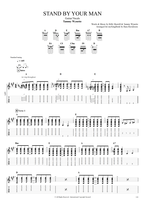 Stand by Your Man - Tammy Wynette tablature