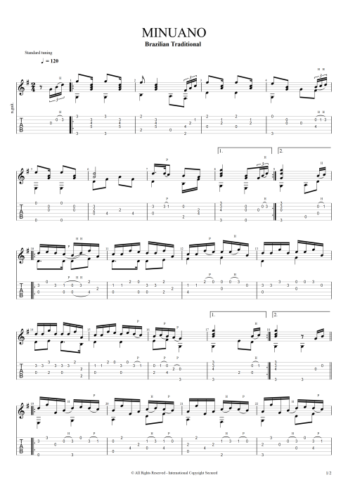 Minuano - Traditional tablature