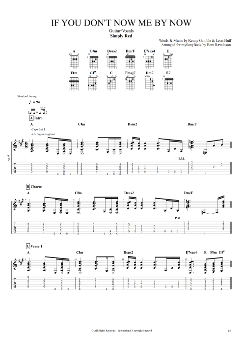 If You Don't Know Me by Now - Simply Red tablature