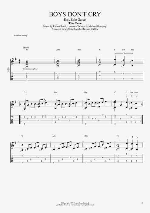 Boys Don't Cry - The Cure tablature