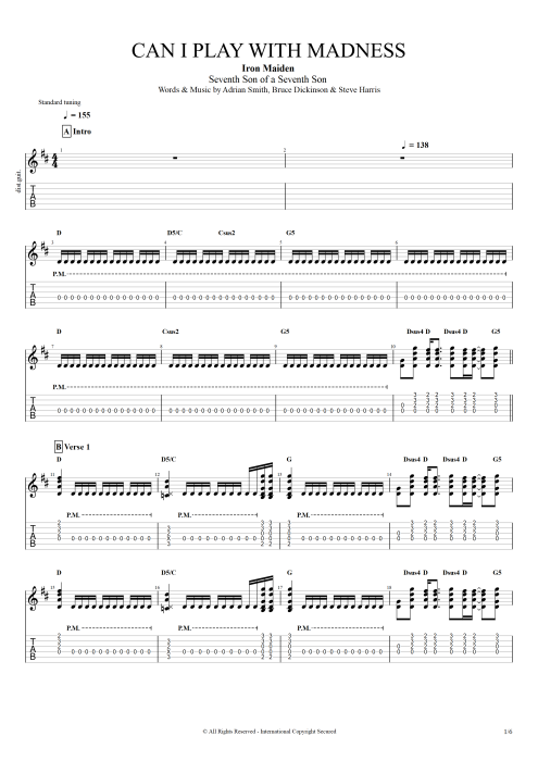 Can I Play with Madness - Iron Maiden tablature