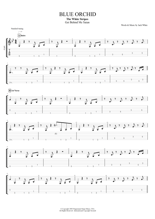 Blue Orchid - The White Stripes tablature