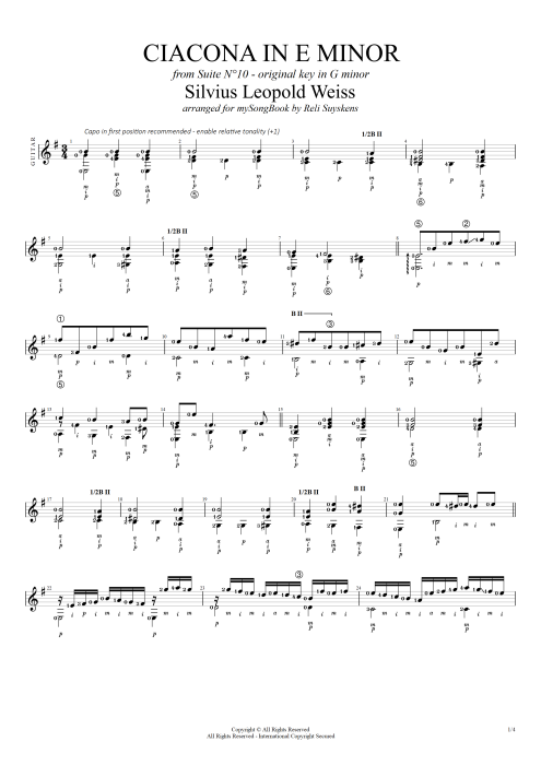 Ciacona in E minor - Sylvius Leopold Weiss tablature