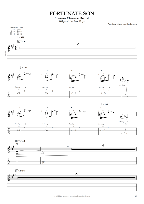 Fortunate Son - Creedence Clearwater Revival tablature