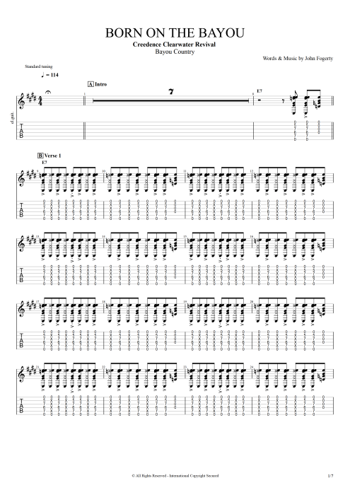 Born on the Bayou - Creedence Clearwater Revival tablature
