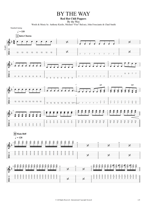 By the Way - Red Hot Chili Peppers tablature