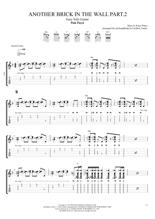 Another Brick in the Wall (Part 2) - Pink Floyd tablature