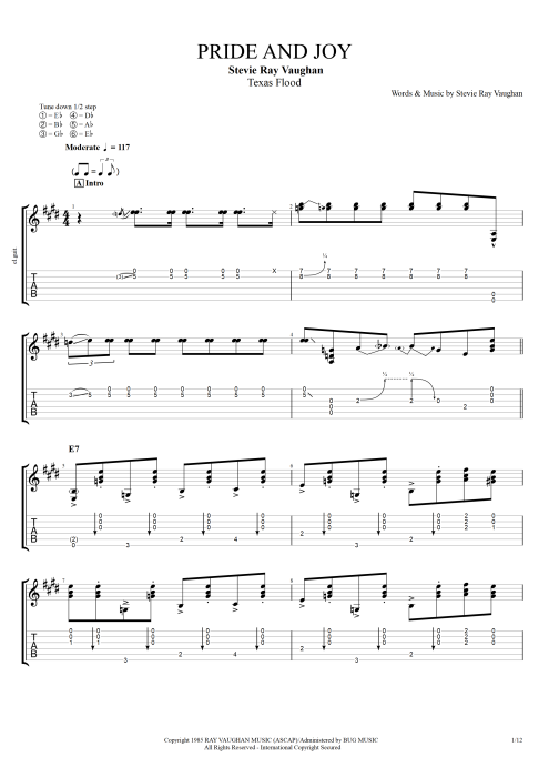 Pride and Joy - Stevie Ray Vaughan tablature