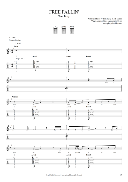 Free Fallin' - Tom Petty tablature