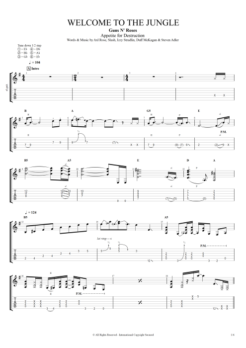 Welcome to the Jungle - Guns N' Roses tablature