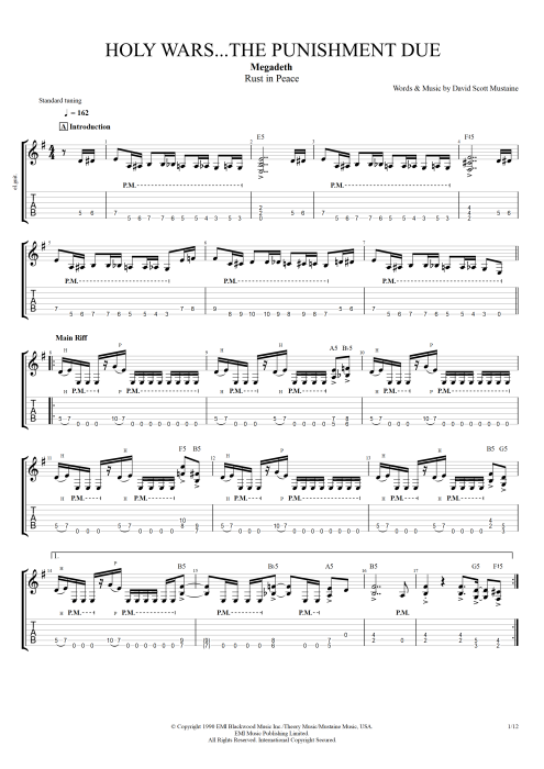 Holy Wars... The Punishment Due - Megadeth tablature