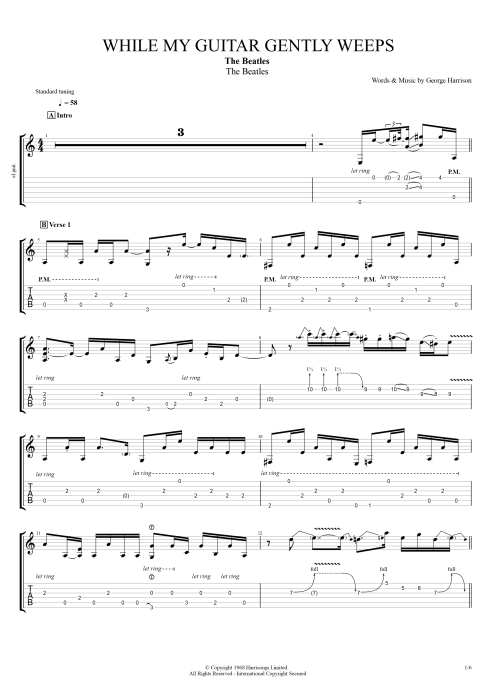 While My Guitar Gently Weeps - The Beatles tablature