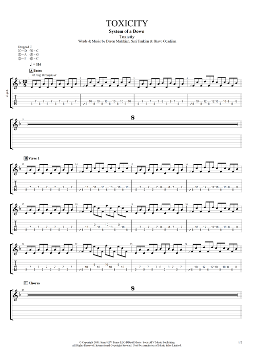 Toxicity - System of a Down tablature