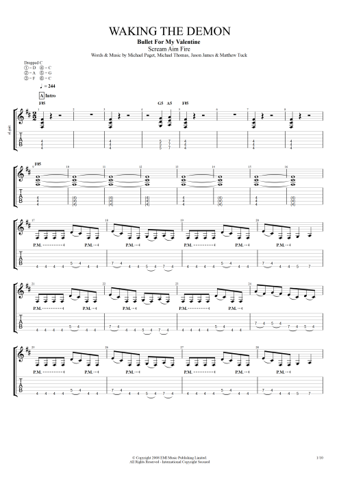 Waking the Demon - Bullet for My Valentine tablature