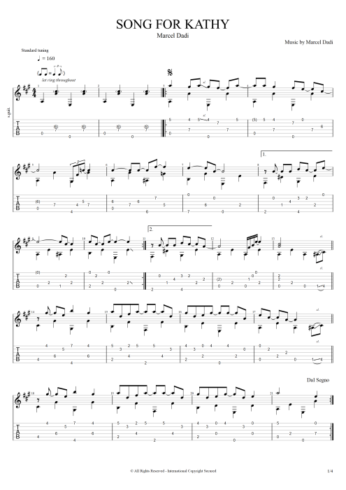 Song for Kathy - Marcel Dadi tablature