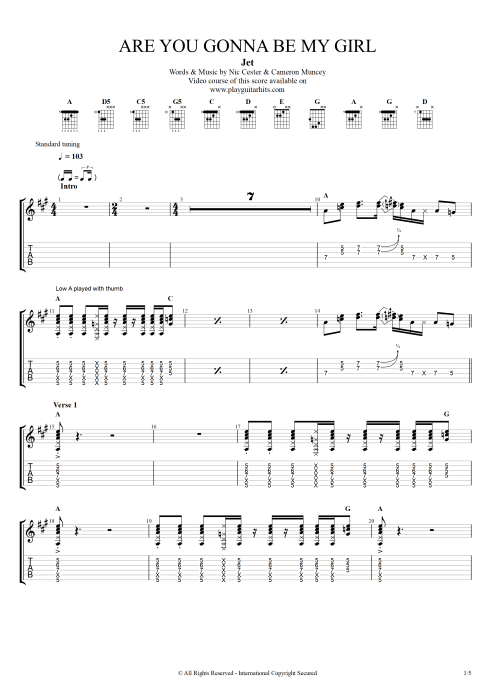 Are You Gonna Be My Girl - Jet tablature