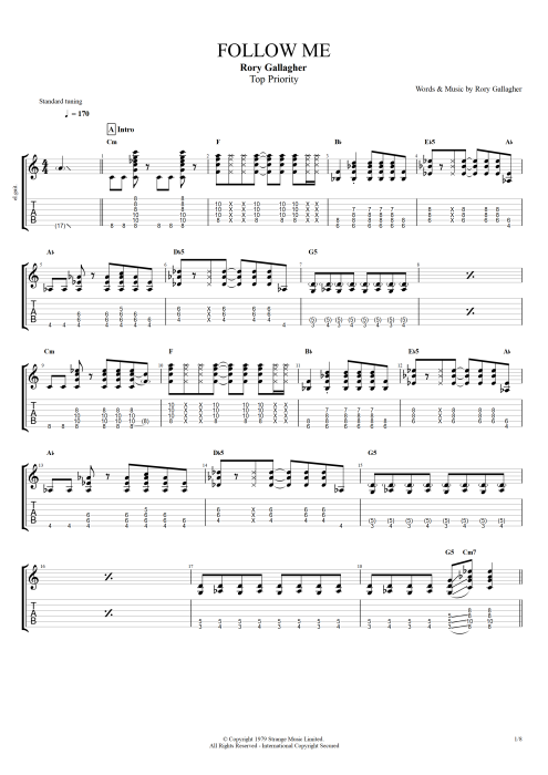 Follow Me - Rory Gallagher tablature
