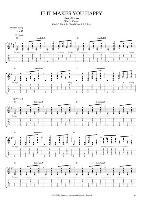 If It Makes You Happy - Sheryl Crow tablature