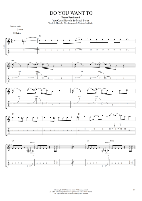 Do You Want To - Franz Ferdinand tablature
