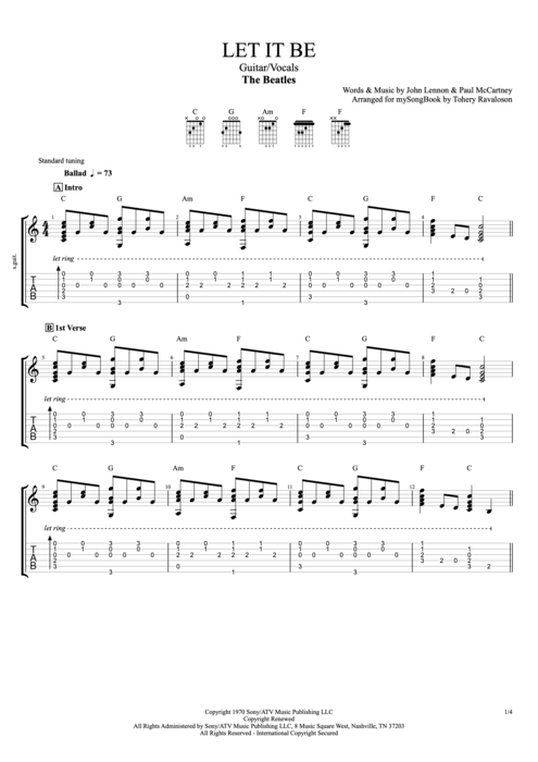 Let It Be - The Beatles tablature