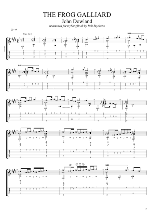The Frog Galliard - John Dowland tablature