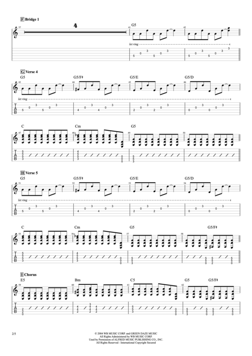 Wake Me Up When September Ends - Green Day tablature