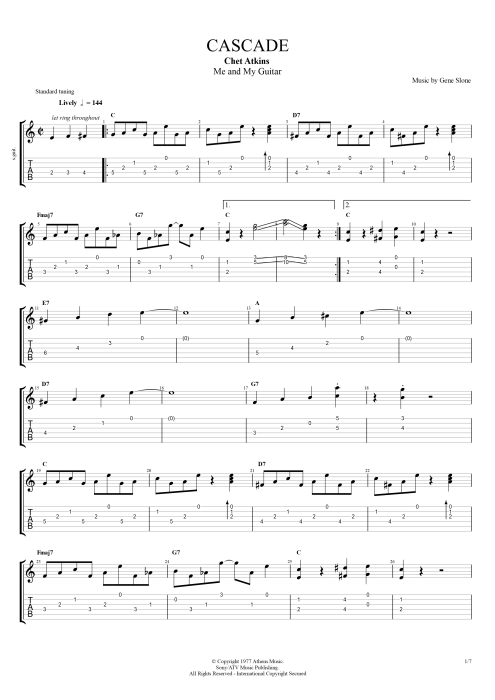 Cascade - Chet Atkins tablature