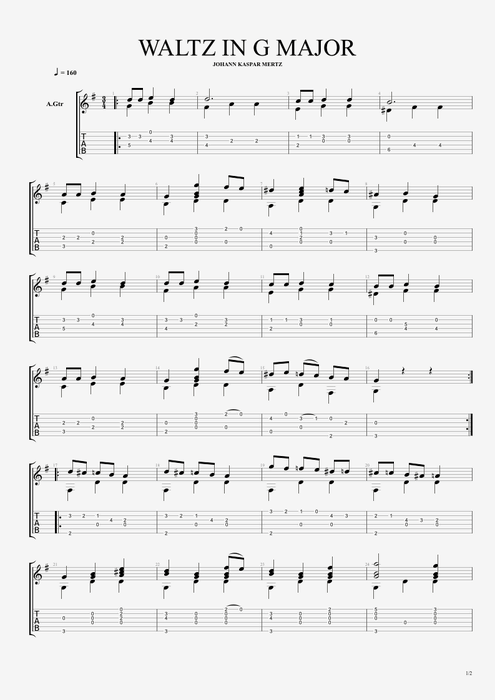 Waltz in G Major - Johann Kaspar Mertz tablature