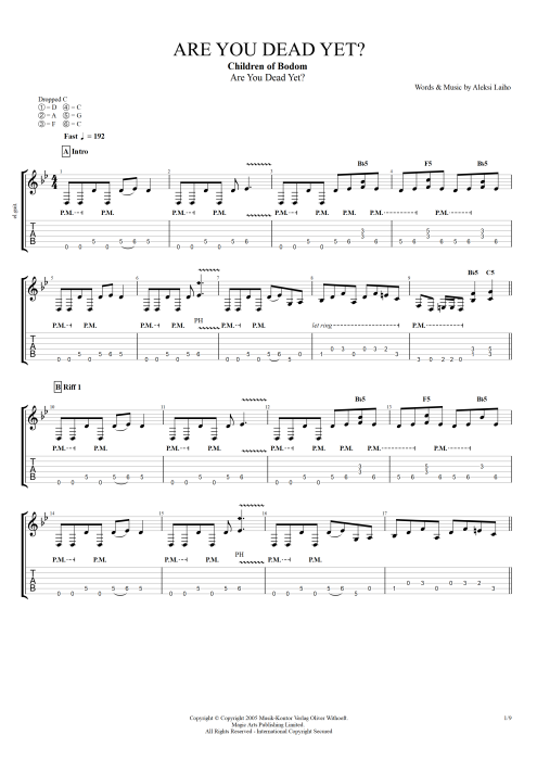 Are You Dead Yet? - Children of Bodom tablature