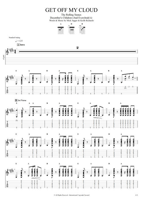 Get Off My Cloud - The Rolling Stones tablature